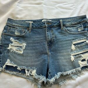 Vigoss Women's Ripped Jean Shorts - Light Blue